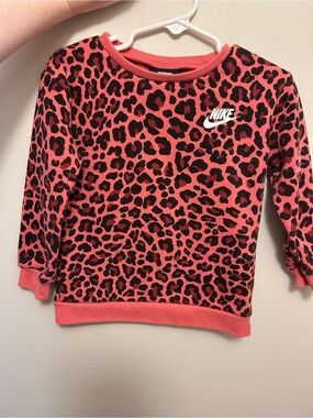 Pink Leopard Print Nike Toddler Crewneck.